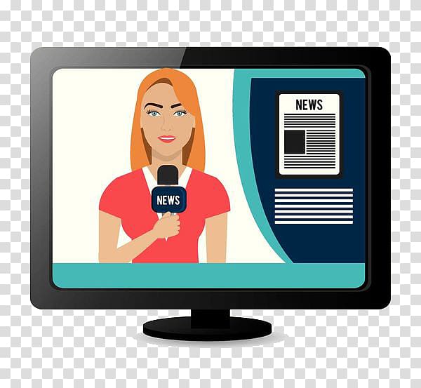 Journalism Illustration, The computer broadcasts news transparent background PNG clipart