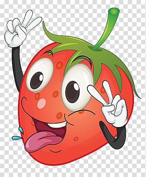 Caricature Drawing Illustration, Naughty strawberry transparent background PNG clipart