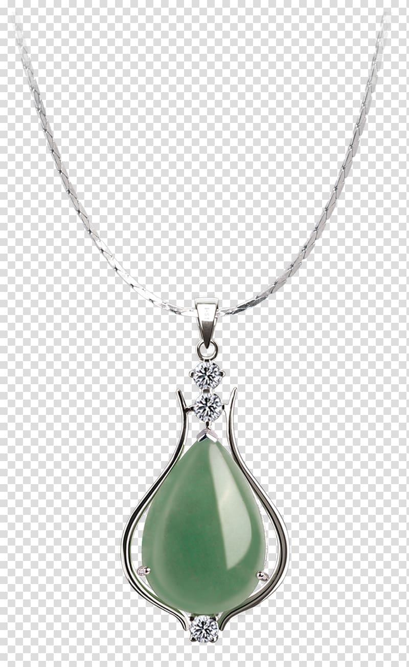 Locket Necklace Jade Silver, necklace transparent background PNG clipart