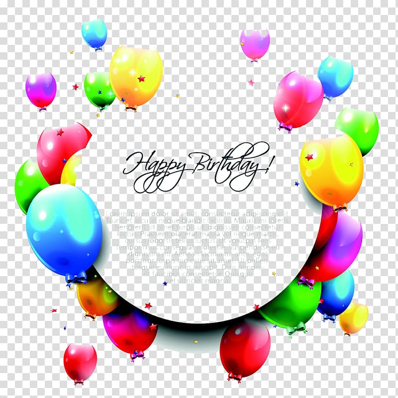 Happy Birthday balloon art, Birthday cake Wish Happy Birthday to You Greeting, Colorful balloons transparent background PNG clipart