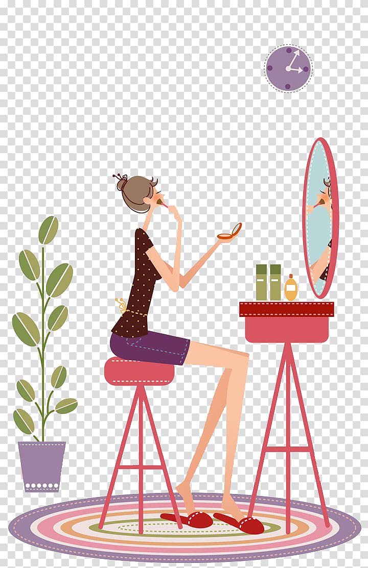 Make-up Cartoon Woman, Cartoon Girl Makeup transparent background PNG clipart