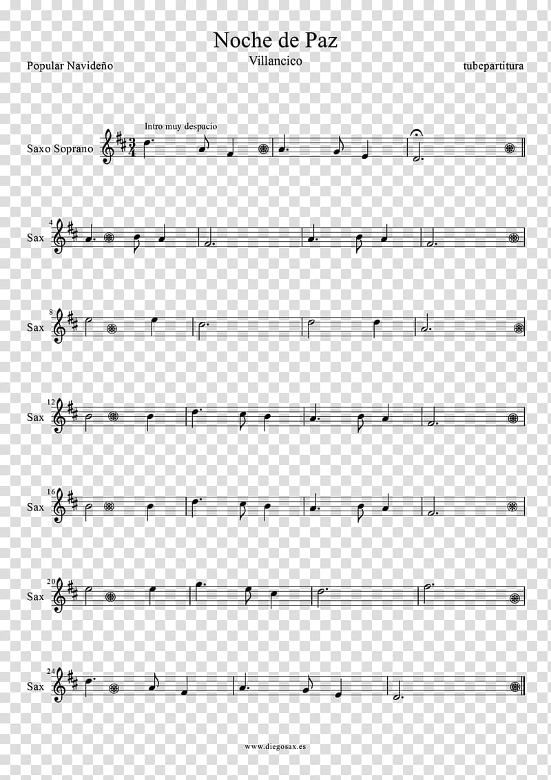Sheet Music Silent Night Saxophone Clarinet, sheet music transparent background PNG clipart