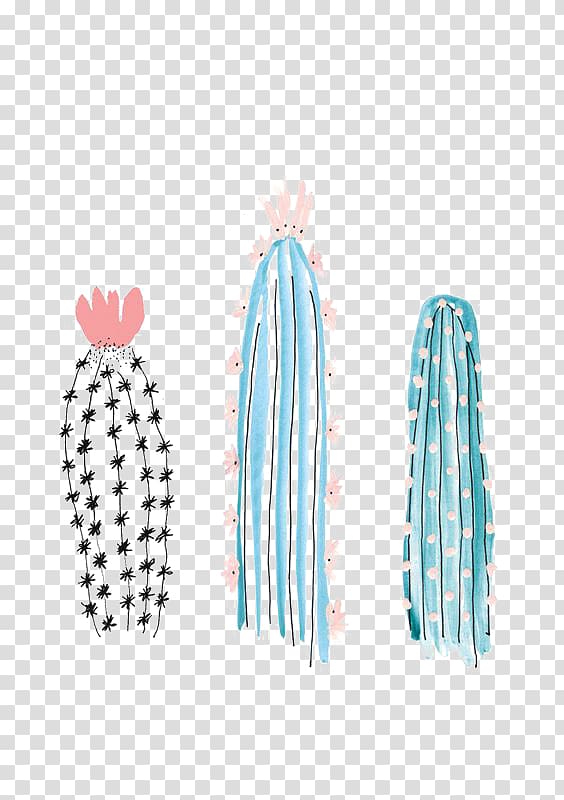 three assorted-color cactus plants , Cactaceae Drawing , cactus transparent background PNG clipart