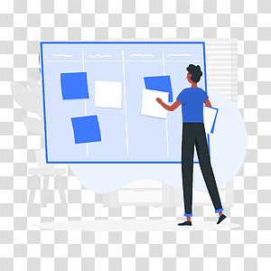 illustration, Scrum board, process, work, management, organize, planning, project, task, backlog, agile method transparent background PNG clipart thumbnail