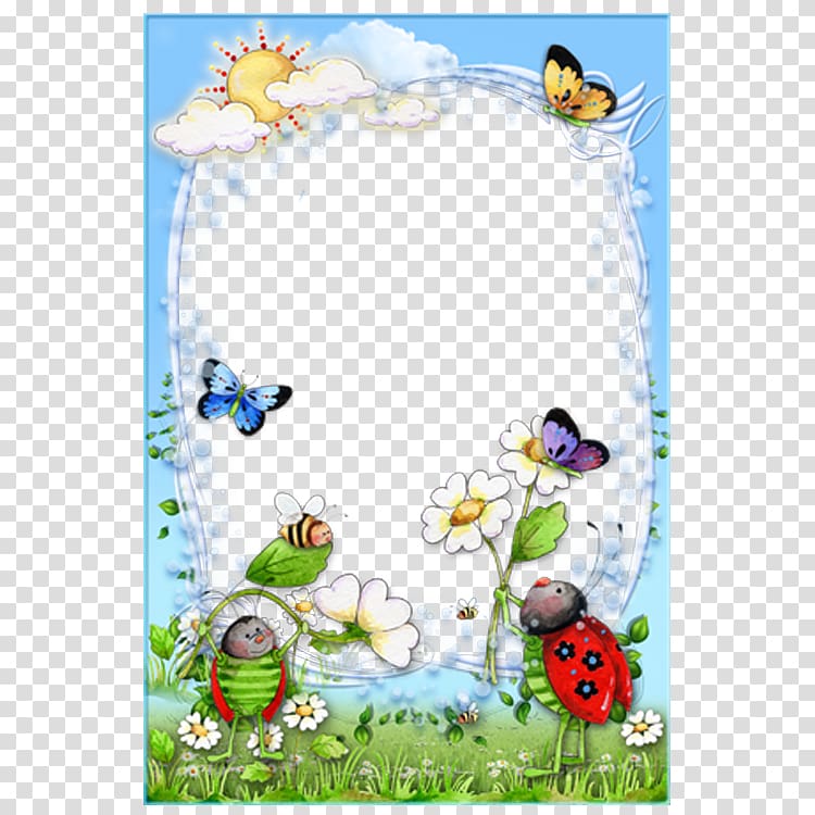 ladybird flowers butterfly frame transparent background PNG clipart