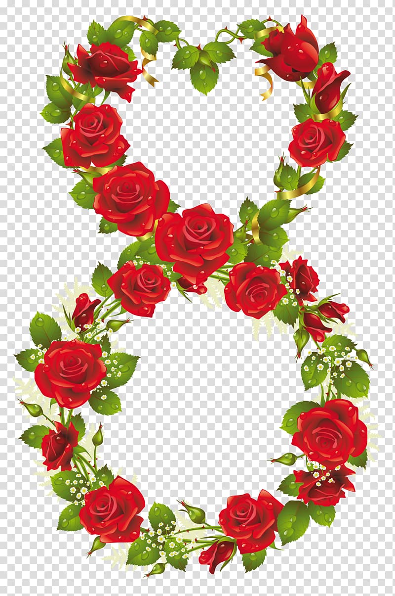 8-shaped red roses , Rose March 8 International Women\'s Day Flower, Eighth of March with Roses transparent background PNG clipart