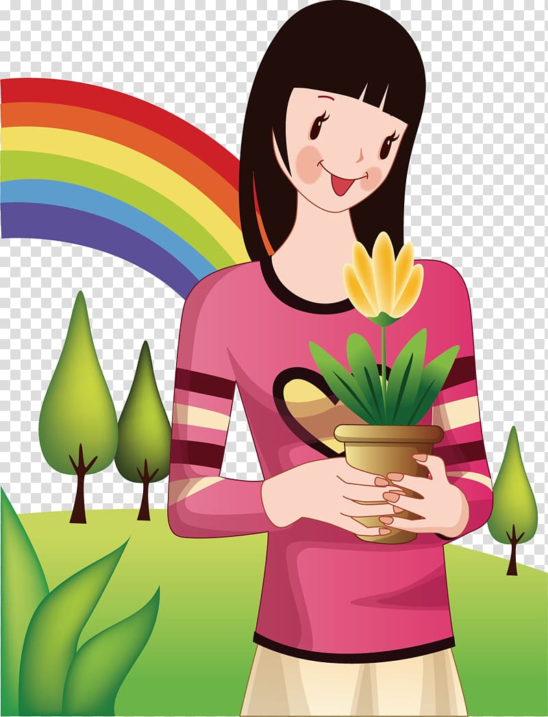Cartoon Poster Illustration, Trees Festival Rainbow Cartoon Poster Promotional material transparent background PNG clipart