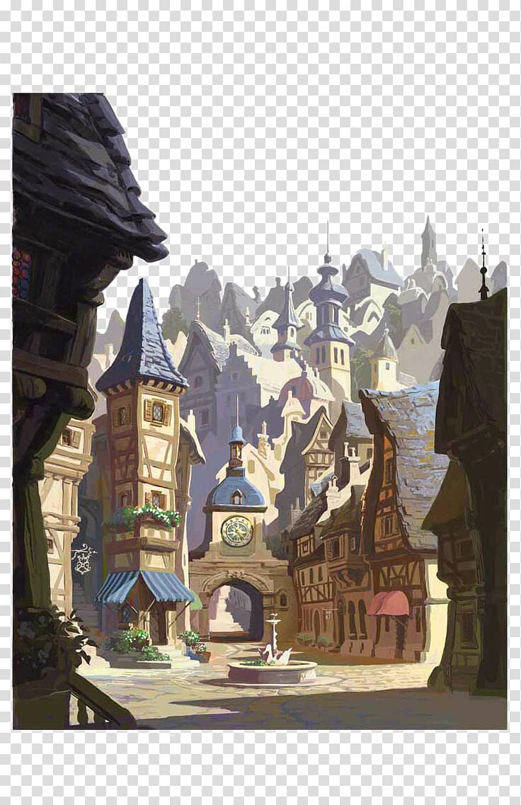 Rapunzel Flynn Rider Concept art Tangled Film, Old Town transparent background PNG clipart