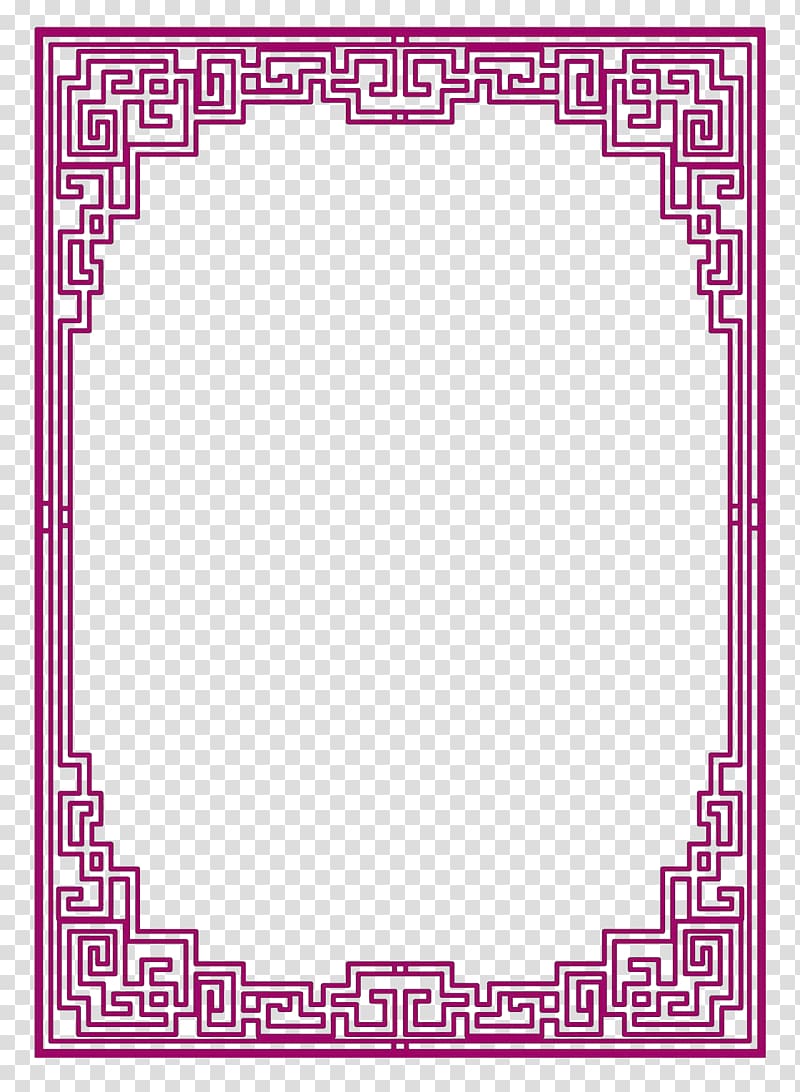 rectangular pink margin illustration, Purple complex Chinese wind wire frame transparent background PNG clipart
