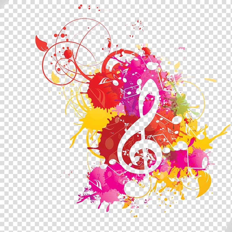 pink and red G-clef illustration, Musical note Watercolor painting Musical notation, Musical Symbol watercolor splash transparent background PNG clipart