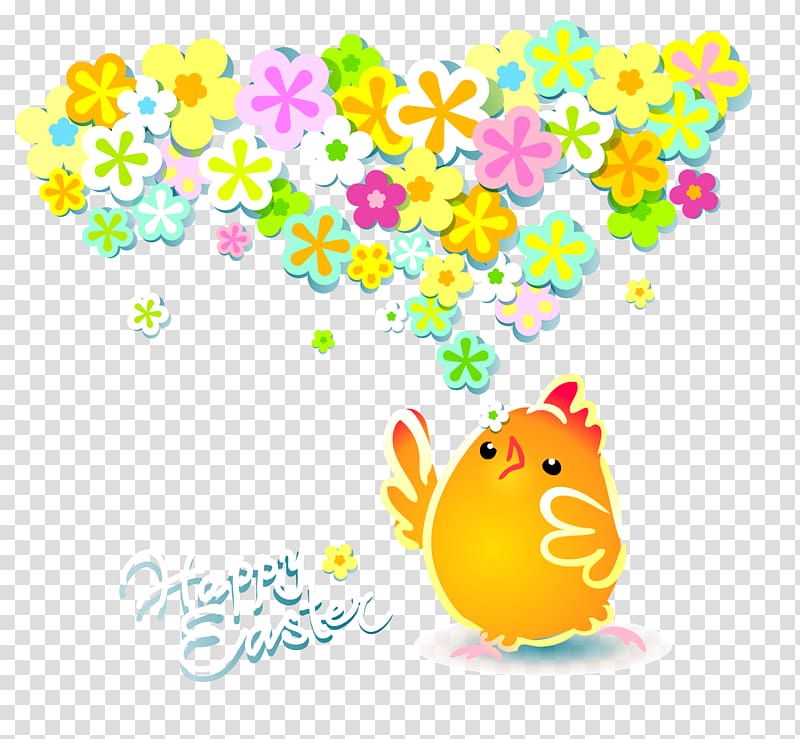 Flower Wreath Euclidean Illustration, Easter chick material transparent background PNG clipart