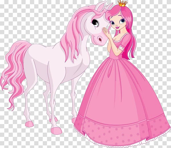 Fairy tale Poster Printmaking Illustration, Princess and Horse transparent background PNG clipart