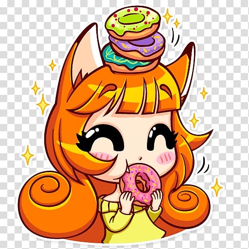 Donuts Sticker Telegram Alice the Fox, Anime transparent background PNG clipart