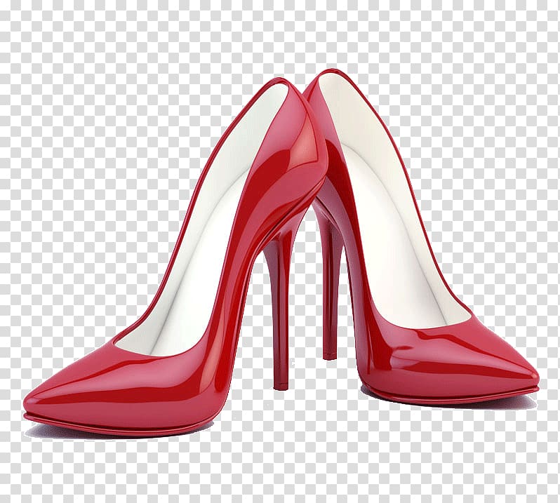 pair of red leather platform heeled shoes, High-heeled footwear Shoe Stiletto heel Fashion, Red Shoes transparent background PNG clipart