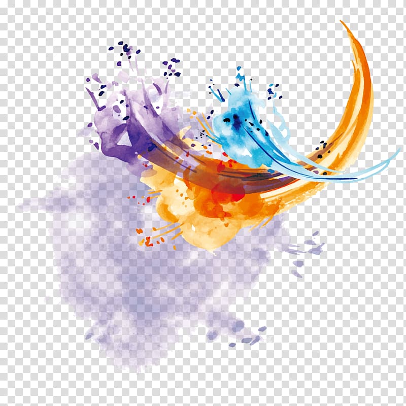 purple, orange, and blue artwork illustration, Color watercolor transparent background PNG clipart