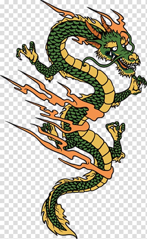 green Chinese dragon animated illustration, Japanese dragon Chinese dragon, Leap Dragon transparent background PNG clipart