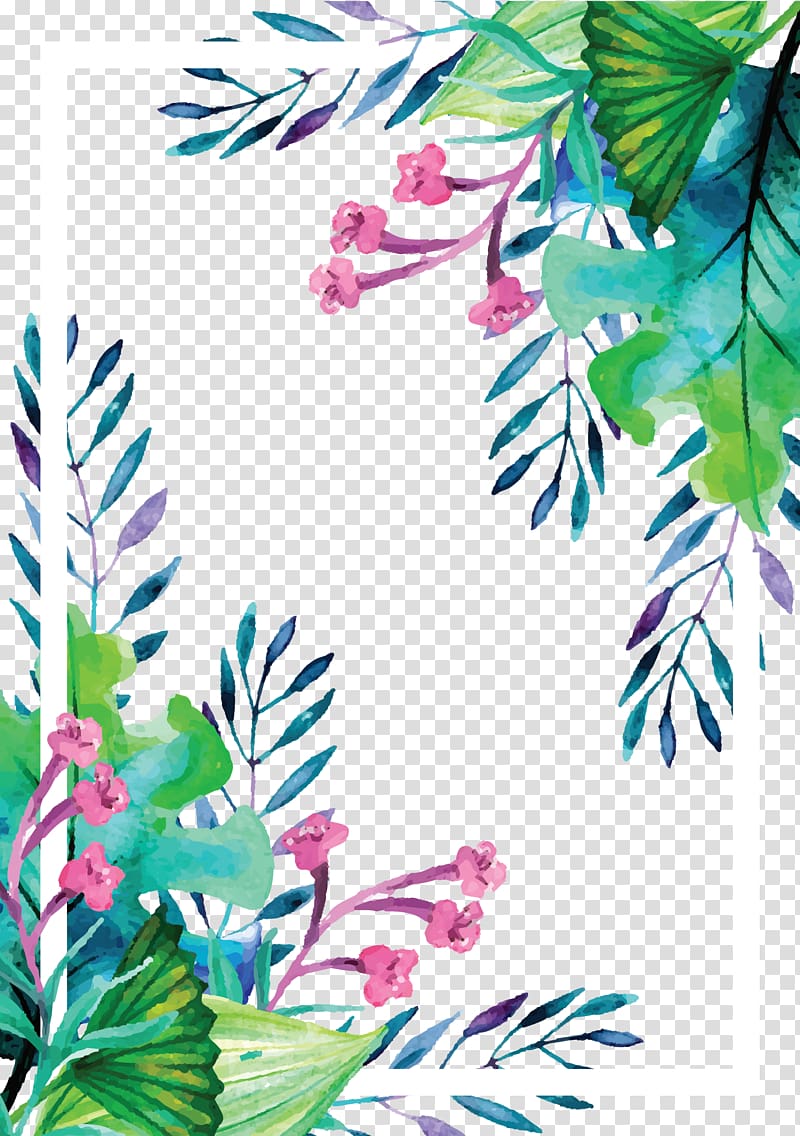 Euclidean , Summer plant watercolor hand painted border, painting of flowers frame transparent background PNG clipart