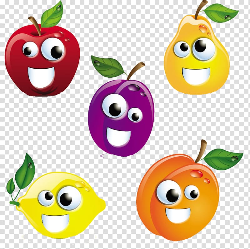 Cartoon , Happy Fruit Combo transparent background PNG clipart