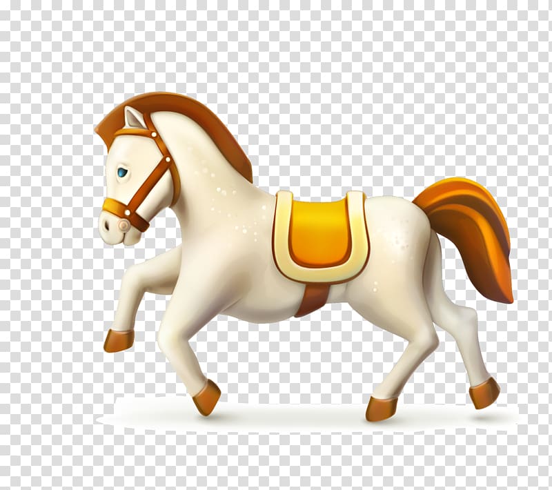 Horse Cartoon Carousel, cartoon white horse clip transparent background PNG clipart