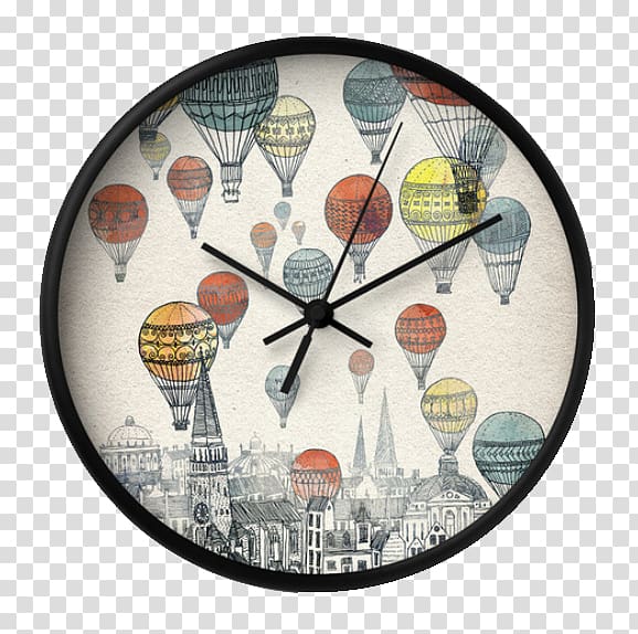 Edinburgh Glasgow Hot air balloon Drawing Illustration, Clock Hand drawn sketch transparent background PNG clipart