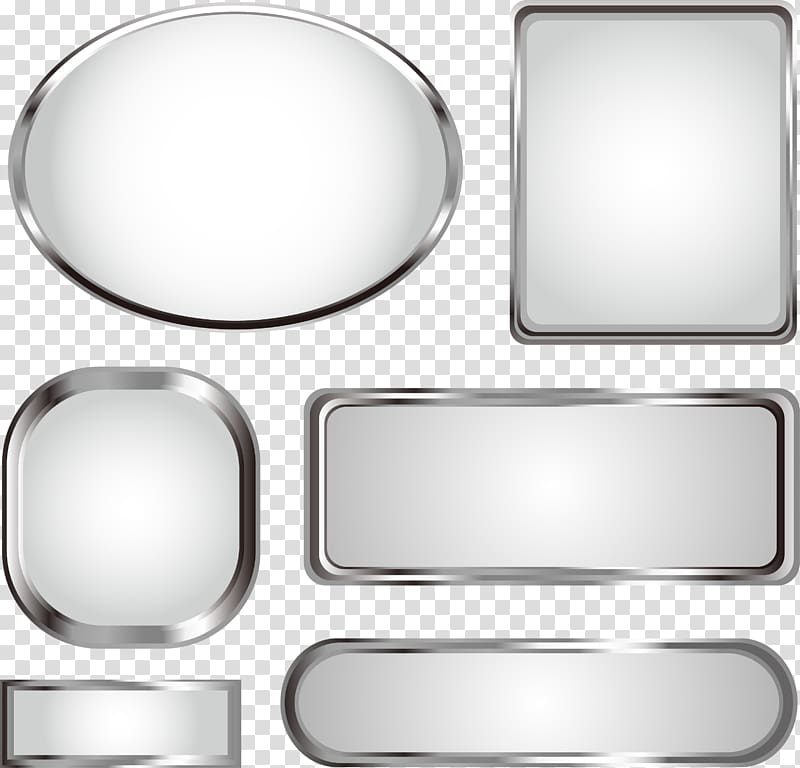 six silver shapes illustration, Euclidean Metal, Metal texture title bar transparent background PNG clipart