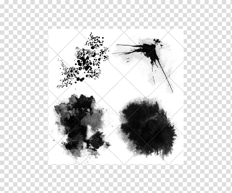 Brush Grunge Black and white, ink brush transparent background PNG clipart