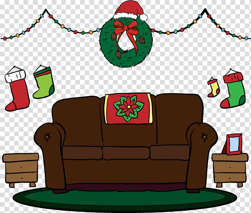 Cartoon Christmas decorative elements sofa transparent background PNG clipart