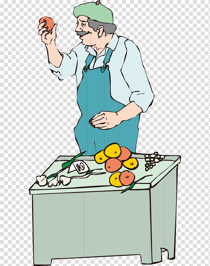 Cartoon Animation Drawing, Hand-painted color cartoon businessman street vendors trading transparent background PNG clipart