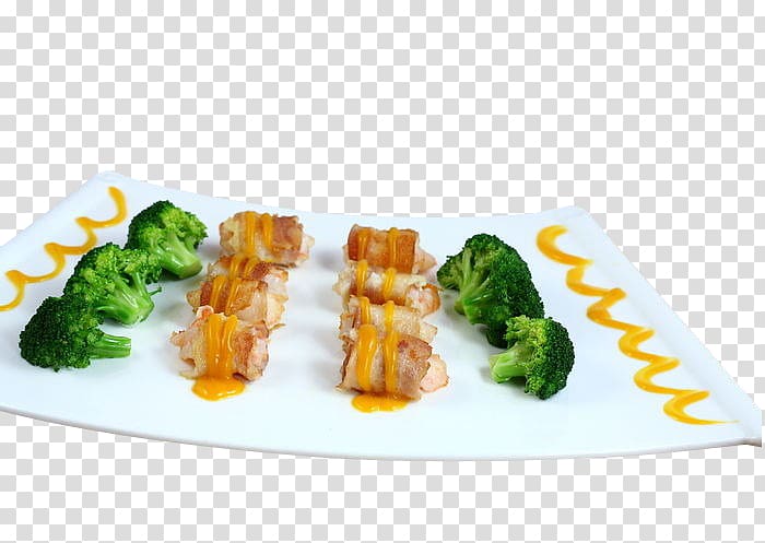 Japanese Cuisine Bacon roll Meatloaf Caridea, Bacon shrimp roll transparent background PNG clipart