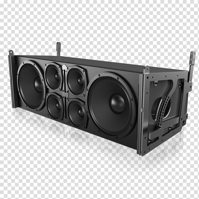 black subwoofer enclosure illustration, Loudspeaker enclosure Subwoofer Line array Audio, loudspeaker transparent background PNG clipart