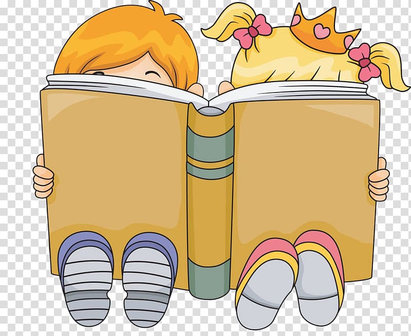 Drawing , Two children read transparent background PNG clipart
