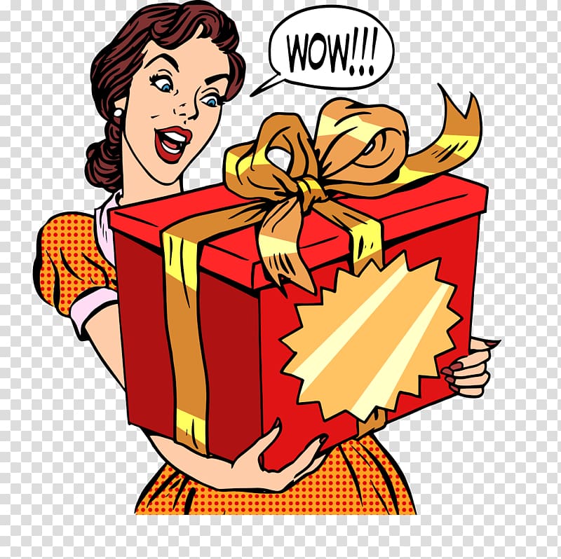 Gift Decorative box , A woman holding a gift box transparent background PNG clipart