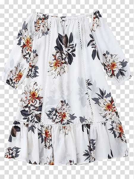 Shoulder Blouse Sleeve Dress, frilly white dresses transparent background PNG clipart