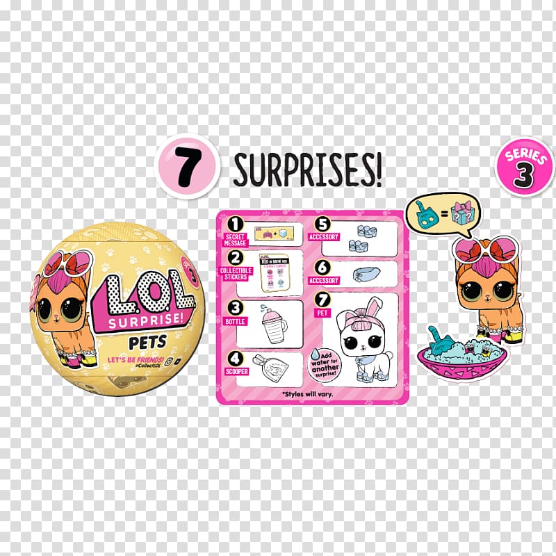 L.O.L. Surprise! Pets Series 3 L.O.L. Surprise! Lil Sisters Series 2 L.O.L. Surprise! Confetti Pop Series 3 MGA Entertainment LOL Surprise! Littles Series 1 Doll Toy, toy transparent background PNG clipart