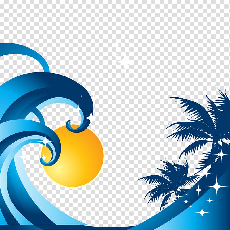 Wind wave , Sea coconut sea scenery material transparent background PNG clipart
