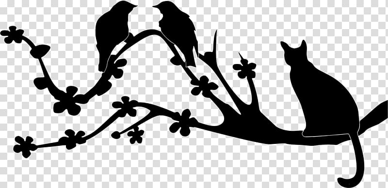 Bird Cat Silhouette Branch , birds silhouette transparent background PNG clipart