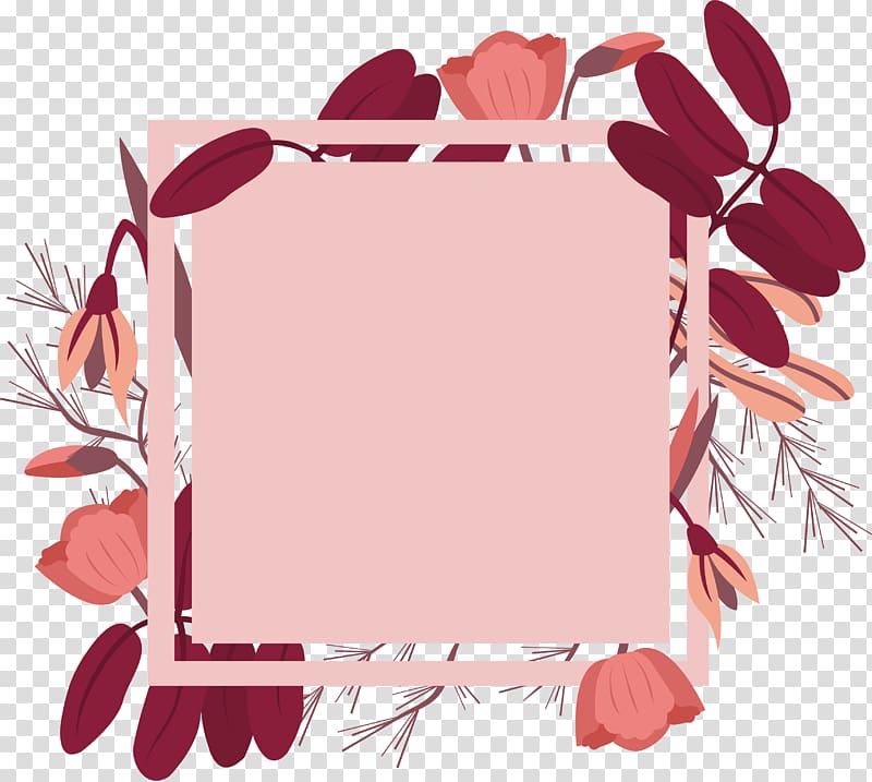 Maroon and beige flower frame illustration, Red frame , Wine red flower