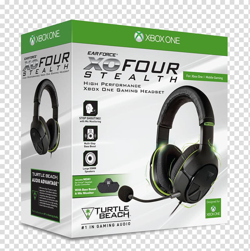 Xbox 360 Wireless Headset Xbox One Turtle Beach Ear Force XO FOUR Stealth Turtle Beach Corporation, headphones transparent background PNG clipart