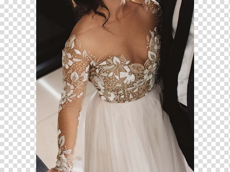 Wedding dress Bride Ivory Gown, blush floral transparent background PNG clipart