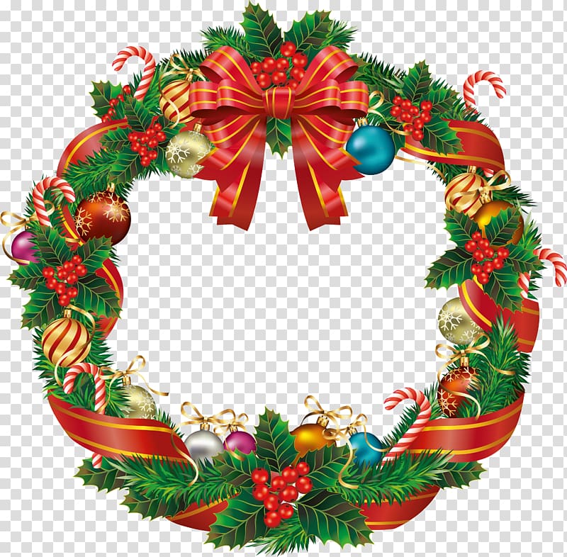Christmas ornament Wreath , garland frame transparent background PNG clipart