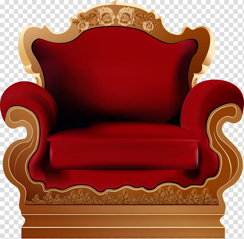 Loveseat Couch Chair, painted red sofa seat transparent background PNG clipart