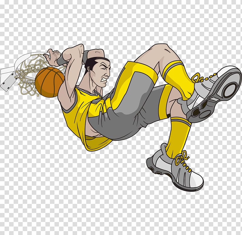 Cartoon Basketball , cartoon hand painted dunk to play basketball player transparent background PNG clipart