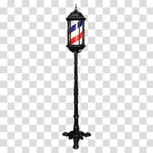 black barber post signage, Street Lantern Barber Pole transparent background PNG clipart