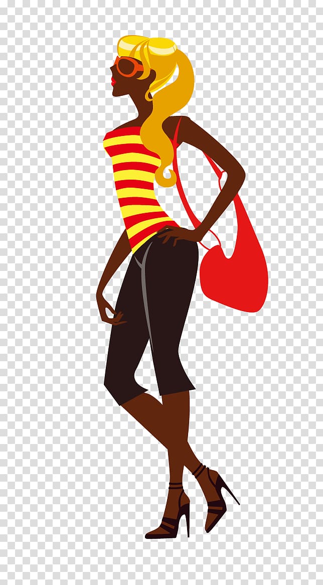 Cartoon Fashion Female Girl, Cartoon red back pack Woman transparent background PNG clipart
