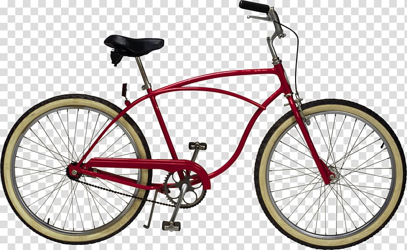 red cruiser bicycle, Bicycle Red Vintage transparent background PNG clipart