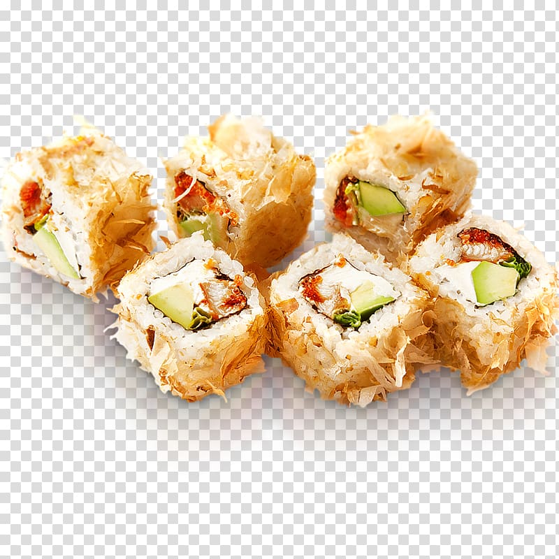 Makizushi Sushi California roll Japanese Cuisine Tobiko, rusk transparent background PNG clipart