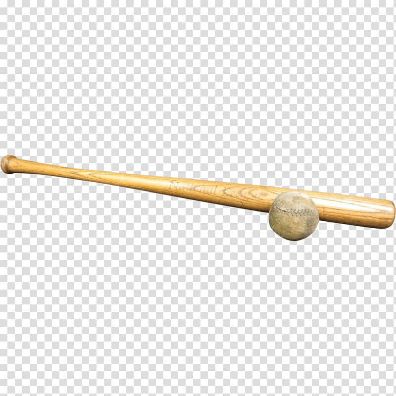 brown baseball bat and white baseball, Old Baseball Bat and Ball transparent background PNG clipart