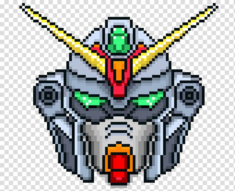 Pixel art Steve Harrington Gundam, unicorn head transparent background PNG clipart
