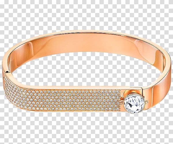 Earring Swarovski AG Bangle Bracelet Gold plating, Swarovski jewelry rose gold bracelet transparent background PNG clipart