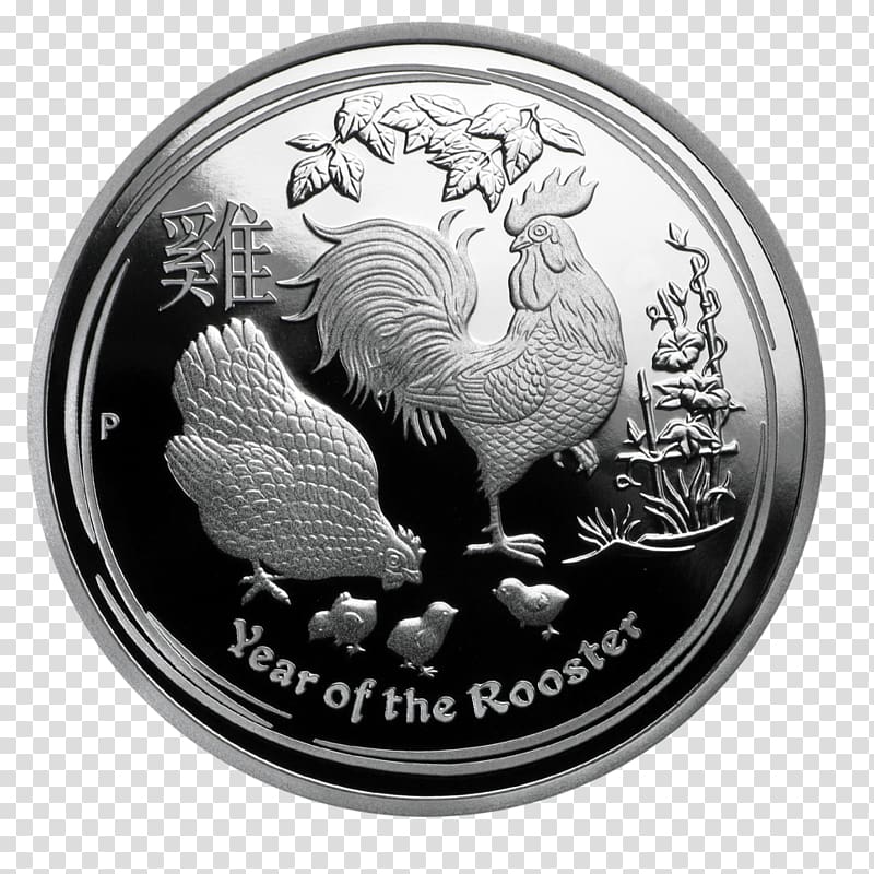 Silver coin Perth Mint Silver coin Proof coinage, year of the rooster transparent background PNG clipart